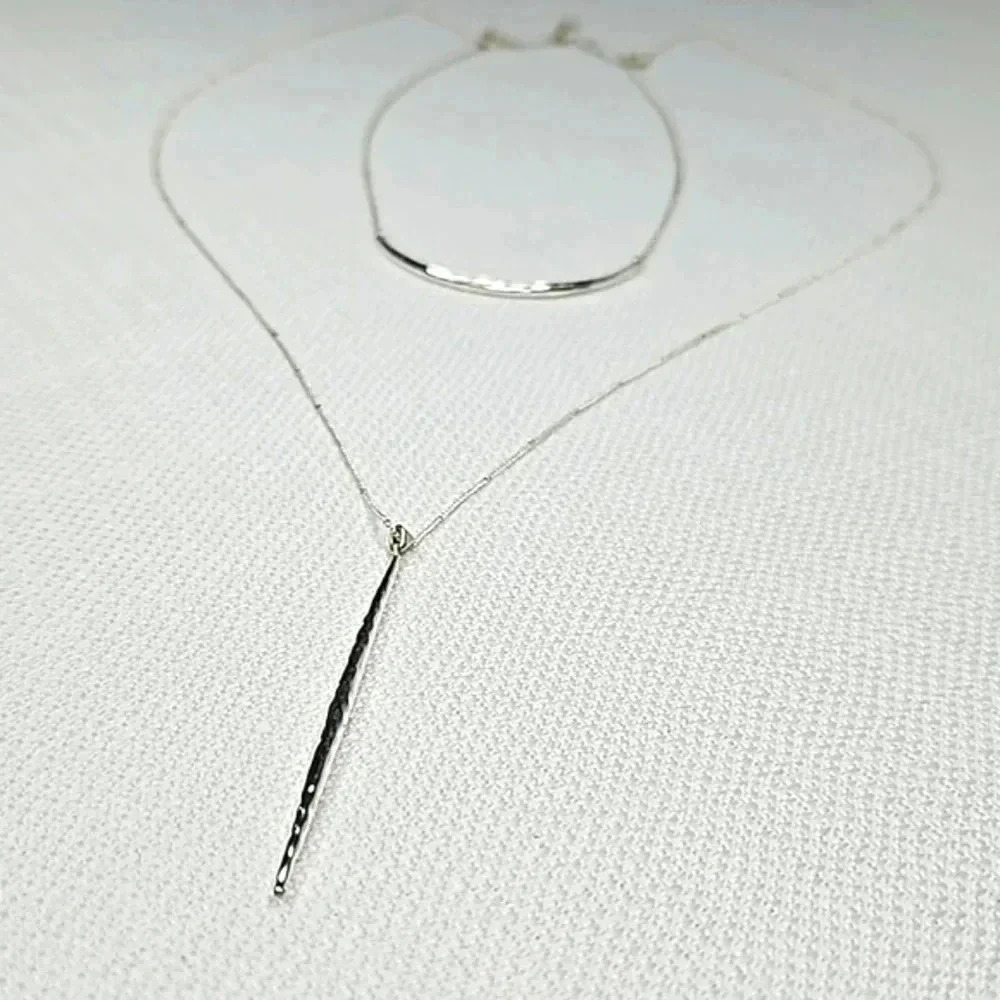 NIB - Retired Stella & Dot Kari Layered Necklace Silver Delicate Versatile